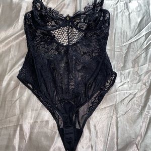 NEW Gooseberry Intimates Black Bodysuit Lingerie